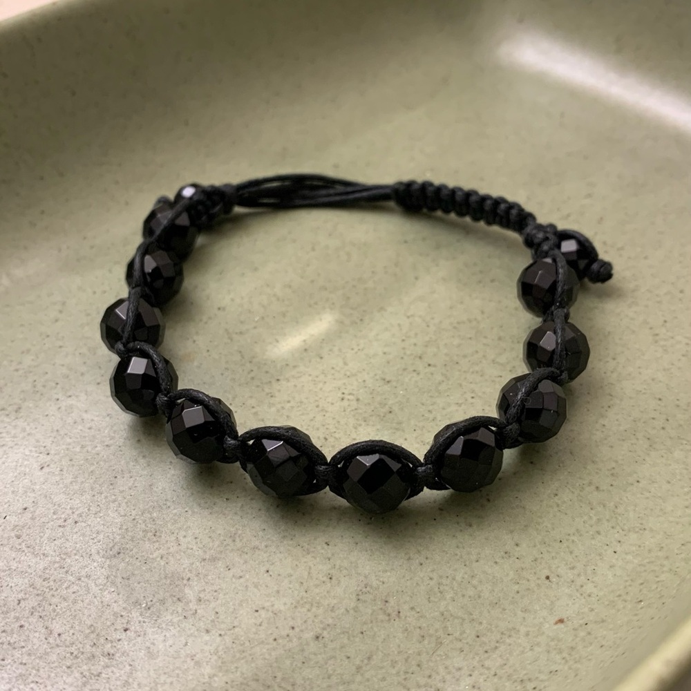 Black Onyx Beads Hemp Macrame Bracelet